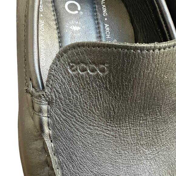 Ecco Black Leather Moc Driving Loafers Size 45 11-11.5 Slip On - Picture 5 of 12